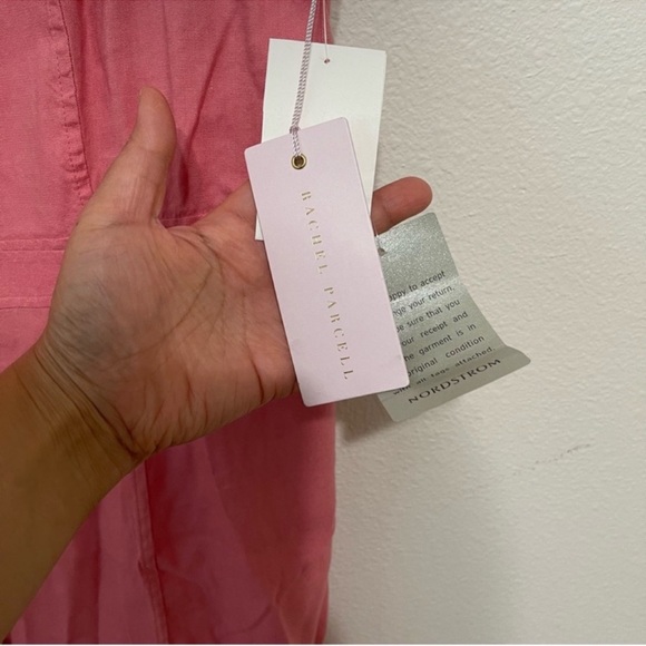 NWT Rachel Parcell Midi Dress Size XXL Pink Linen Blend Ruffled Button Down - Picture 8 of 9